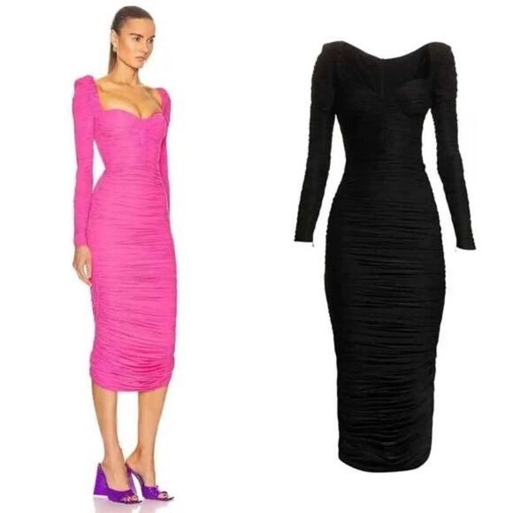 ALEX PERRY Stanton Ruched Sweetheart Cup Dress in black UK8 / US4 - Picture 6 of 12